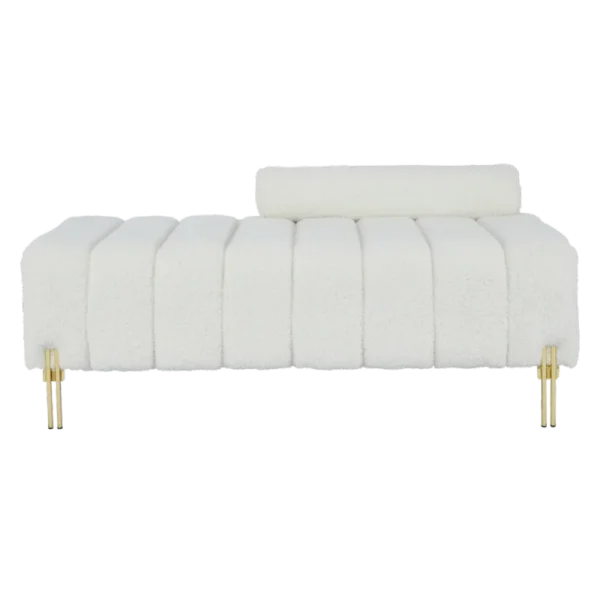 Beige Teddy Bench For Bedroom - Image 2